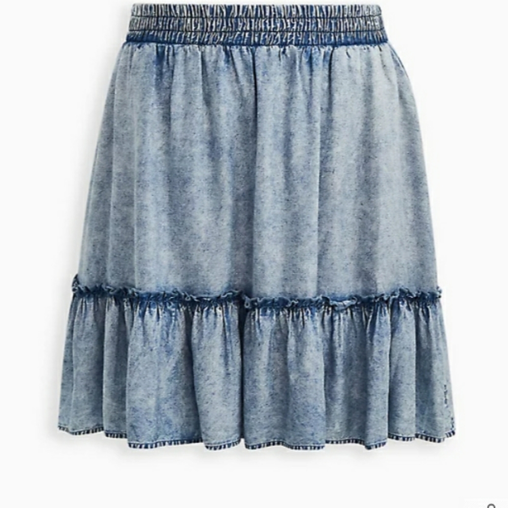 Torrid-Chambray Ruffle Mini Skirt
